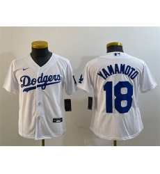 Youth Los Angeles Dodgers 18 Yoshinobu Yamamoto White Stitched Baseball Jersey