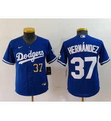 Youth Los Angeles Dodgers 37 Teoscar Hernandez Blue Stitched Baseball Jersey 3