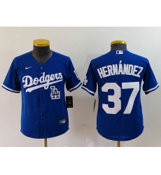 Youth Los Angeles Dodgers 37 Teoscar Hernandez Blue Stitched Baseball Jersey 5