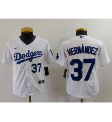 Youth Los Angeles Dodgers 37 Teoscar Hernandez White Stitched Baseball Jersey 2