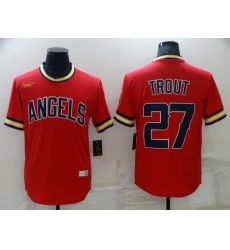 Men Los Angeles Angels 27 Mike Trout Red Cool Base Stitched jersey