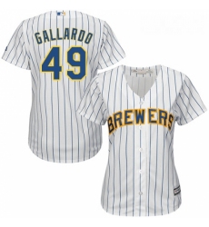 Womens Majestic Milwaukee Brewers 49 Yovani Gallardo Authentic White Alternate Cool Base MLB Jersey 