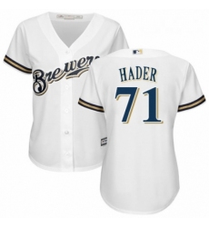 Womens Majestic Milwaukee Brewers 71 Josh Hader Replica Navy Blue Alternate Cool Base MLB Jersey 