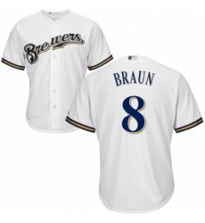 Youth Majestic Milwaukee Brewers 8 Ryan Braun Authentic White Home Cool Base MLB Jersey