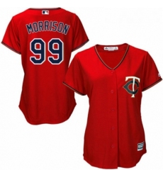 Womens Majestic Minnesota Twins 99 Logan Morrison Replica Scarlet Alternate Cool Base MLB Jersey 