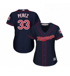 Womens Minnesota Twins 33 Martin Perez Replica Navy Blue Alternate Road Cool Base Baseball Jersey 