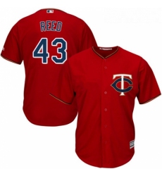 Youth Majestic Minnesota Twins 43 Addison Reed Authentic Scarlet Alternate Cool Base MLB Jersey 