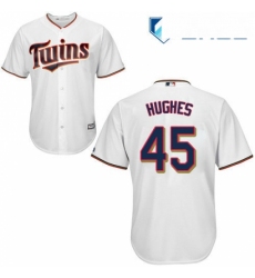 Youth Majestic Minnesota Twins 45 Phil Hughes Replica White Home Cool Base MLB Jersey