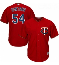 Youth Majestic Minnesota Twins 54 Ervin Santana Replica Scarlet Alternate Cool Base MLB Jersey