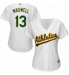 Womens Majestic Oakland Athletics 13 Bruce Maxwell Authentic White Home Cool Base MLB Jersey 