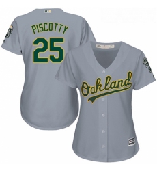 Womens Majestic Oakland Athletics 25 Stephen Piscotty Authentic Grey Road Cool Base MLB Jersey 