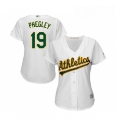 Womens Oakland Athletics 19 Josh Phegley Replica White Home Cool Base Baseball Jersey 