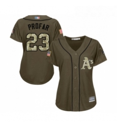 Womens Oakland Athletics 23 Jurickson Profar Authentic Green Salute to Service Baseball Jersey 