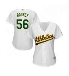 Womens Oakland Athletics 56 Fernando Rodney Replica White Home Cool Base Baseball Jersey 