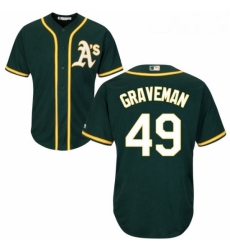 Youth Majestic Oakland Athletics 49 Kendall Graveman Replica Green Alternate 1 Cool Base MLB Jersey 