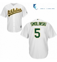 Youth Majestic Oakland Athletics 5 Jake Smolinski Replica White Home Cool Base MLB Jersey 