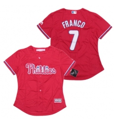 Women Phillies 7 Maikel Franco Red Cool Base Jersey