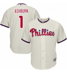 Youth Majestic Philadelphia Phillies 1 Richie Ashburn Replica Cream Alternate Cool Base MLB Jersey