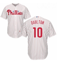 Youth Majestic Philadelphia Phillies 10 Darren Daulton Replica WhiteRed Strip Home Cool Base MLB Jersey