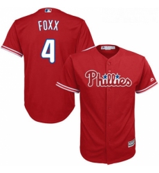 Youth Majestic Philadelphia Phillies 4 Jimmy Foxx Authentic Red Alternate Cool Base MLB Jersey