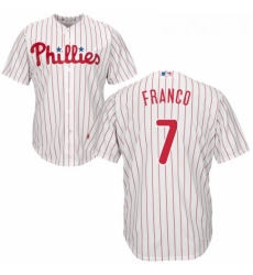 Youth Majestic Philadelphia Phillies 7 Maikel Franco Replica WhiteRed Strip Home Cool Base MLB Jersey