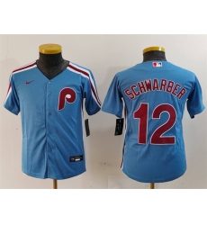 Youth Philadelphia Phillies 12 Kyle Schwarber Blue Cool Base Stitched Baseball Jersey