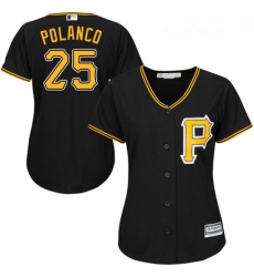 Womens Majestic Pittsburgh Pirates 25 Gregory Polanco Replica Black Alternate Cool Base MLB Jersey