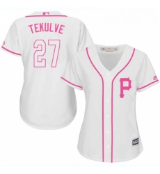 Womens Majestic Pittsburgh Pirates 27 Kent Tekulve Replica White Fashion Cool Base MLB Jersey