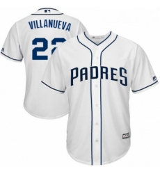 Youth Majestic San Diego Padres 22 Christian Villanueva Authentic White Home Cool Base MLB Jersey 