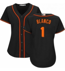 Womens Majestic San Francisco Giants 1 Gregor Blanco Replica Black Alternate Cool Base MLB Jersey 