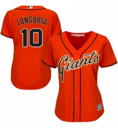 Womens Majestic San Francisco Giants 10 Evan Longoria Replica Orange Alternate Cool Base MLB Jersey 