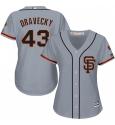 Womens Majestic San Francisco Giants 43 Dave Dravecky Replica Grey Road 2 Cool Base MLB Jersey