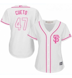 Womens Majestic San Francisco Giants 47 Johnny Cueto Authentic White Fashion Cool Base MLB Jersey