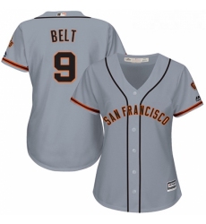 Womens Majestic San Francisco Giants 9 Brandon Belt Replica Grey Road Cool Base MLB Jersey