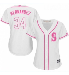 Womens Majestic Seattle Mariners 34 Felix Hernandez Replica White Fashion Cool Base MLB Jersey