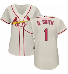 Womens Majestic St Louis Cardinals 1 Ozzie Smith Authentic Cream Alternate Cool Base MLB Jersey