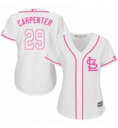 Womens Majestic St Louis Cardinals 29 Chris Carpenter Replica White Fashion Cool Base MLB Jersey