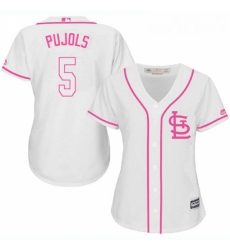 Womens Majestic St Louis Cardinals 5 Albert Pujols Replica White Fashion Cool Base MLB Jersey