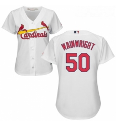 Womens Majestic St Louis Cardinals 50 Adam Wainwright Authentic White Home Cool Base MLB Jersey