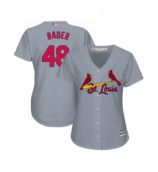 Womens St Louis Cardinals 48 Harrison Bader Replica Grey Road Cool Base Baseball Jersey 