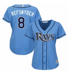 Womens Majestic Tampa Bay Rays 8 Rob Refsnyder Authentic Light Blue Alternate 2 Cool Base MLB Jersey 