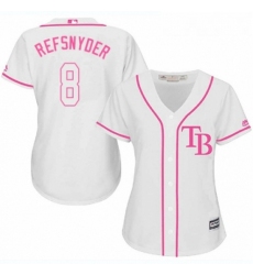 Womens Majestic Tampa Bay Rays 8 Rob Refsnyder Authentic White Fashion Cool Base MLB Jersey 