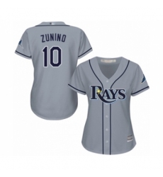 Women's Tampa Bay Rays #10 Mike Zunino Authentic Grey Road Cool Base Baseball Player Jersey