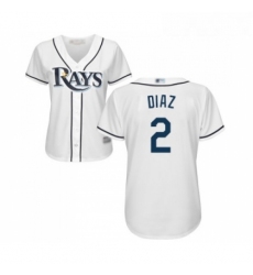 Womens Tampa Bay Rays 2 Yandy Diaz Replica White Home Cool Base Baseball Jersey 