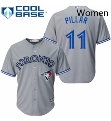 Womens Majestic Toronto Blue Jays 11 Kevin Pillar Authentic Grey MLB Jersey