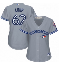 Womens Majestic Toronto Blue Jays 62 Aaron Loup Replica Grey Road MLB Jersey 