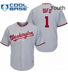 Youth Majestic Washington Nationals 1 Wilmer Difo Replica Grey Road Cool Base MLB Jersey 