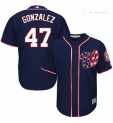 Youth Majestic Washington Nationals 47 Gio Gonzalez Replica Navy Blue Alternate 2 Cool Base MLB Jersey