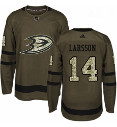 Youth Adidas Anaheim Ducks 14 Jacob Larsson Authentic Green Salute to Service NHL Jersey 