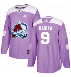 Youth Adidas Colorado Avalanche 9 Paul Kariya Authentic Purple Fights Cancer Practice NHL Jersey 